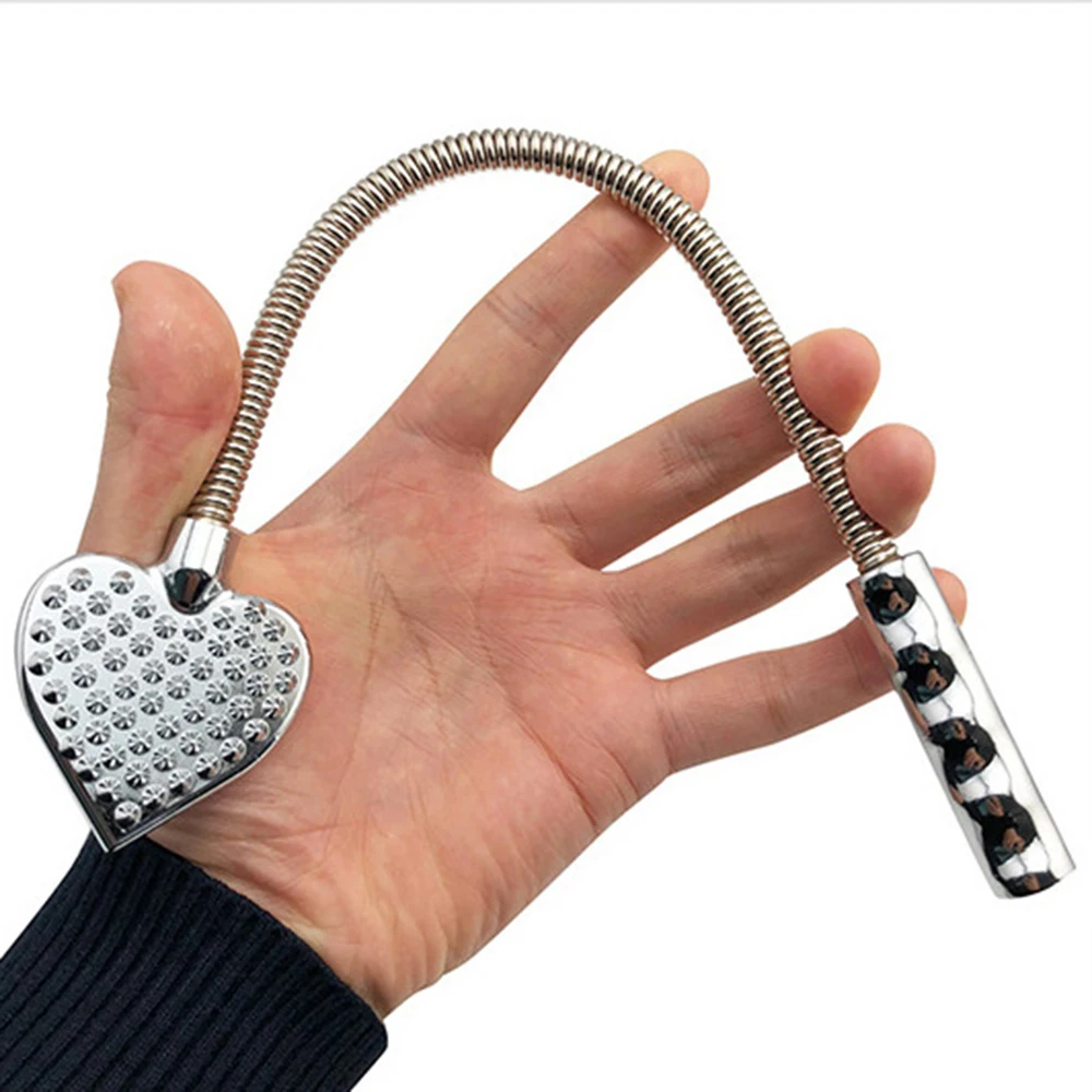 

32CM Heart-Shaped Riding Crop Stainless Steel Horse whip，Spike Pain Paddle, Bendable Spank Paddle