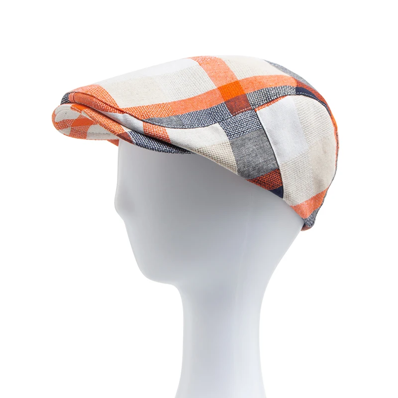 Beret Hat Multicolour Plaid Women Casual Sun Visor Flat Vintage Fashion Men Newsboy Caps Summer Button Adjustable
