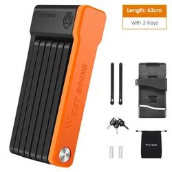 Compact Anti-Theft Foldable Bicycle Chain Lock (Black Orange)