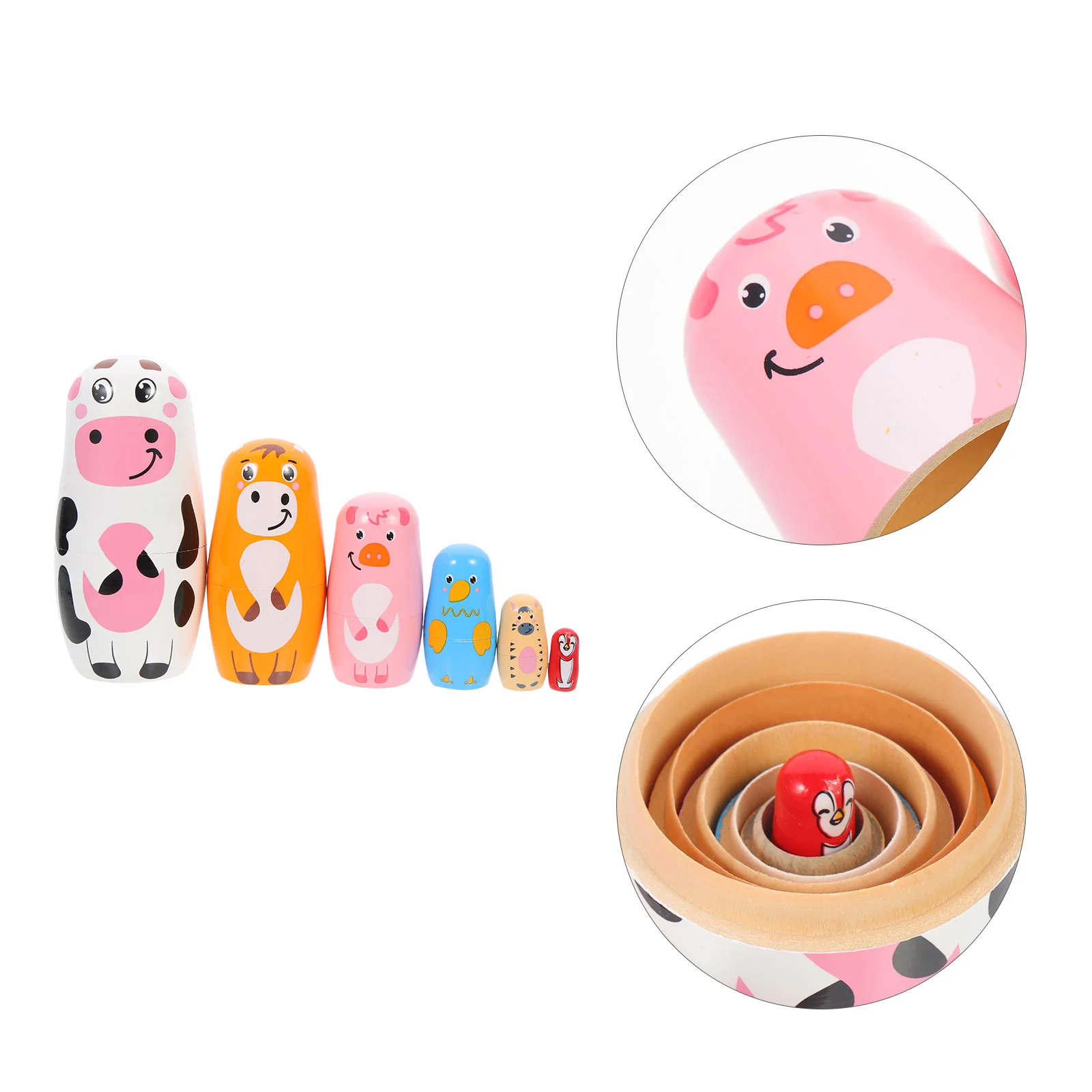 

Cow Matryoshka Decor Russian Dolls Kids Birthday Gift Stacking Nested Present Painted Wooden Nesting Child