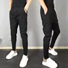 Summer New Solid Color Casual Pants Men's Korean Trendy Slims Smooths Your Silhouette Harem Waist Pants Youth Cropped Q11 1