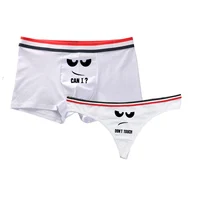 Couple Lover Matching Letter Print Underwear Order Seperately for Women G string and Men Boxer Shorts Underpants 3