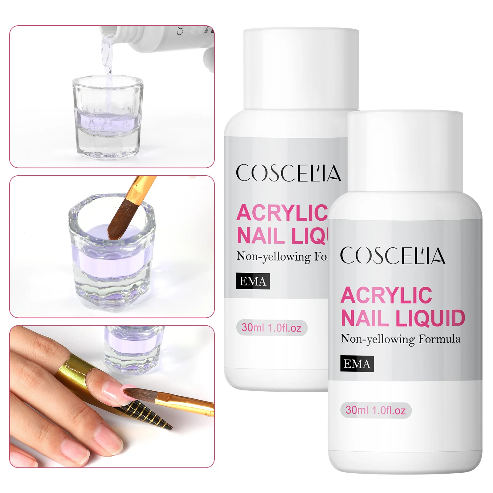 Nail Acrylic Liquid COSCELIA Monomer Acrylic Nail Liquid 30ML/60ML EMA Acrylic Liquid Fast Dry Crystal Nail Art Extension