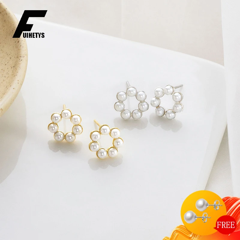 

Luxury Pearl Earrings 925 Sterling Silver Jewelry Stud Earrings Accessories for Women Wedding Party Engagement Gifts Wholesale