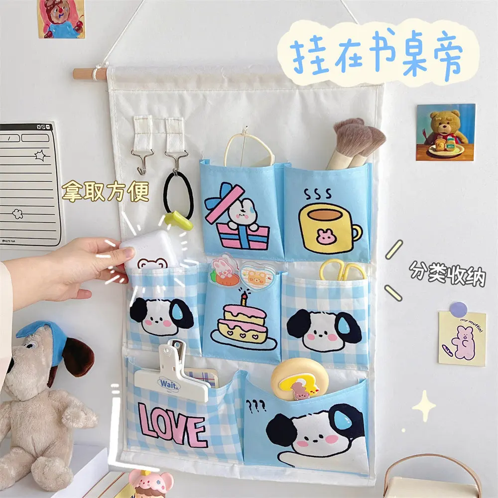 Fabric Hanging Wall Storage Bags Holder Creative Kawaii Wall-mounted Storage Bag Door Cute Wall Mounted Storage Bag Pockets 4