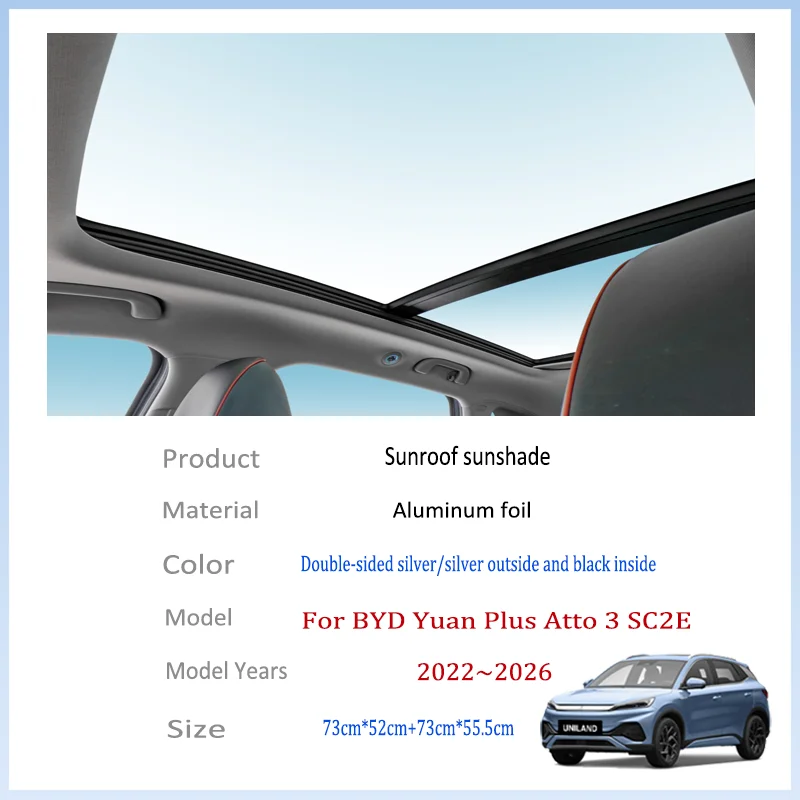 Car Sun Shades Cover Auto Sunroof Sunshade Protector Anti-UV Heat Isolate Accessories For BYD Yuan Plus Atto 3 SC2E