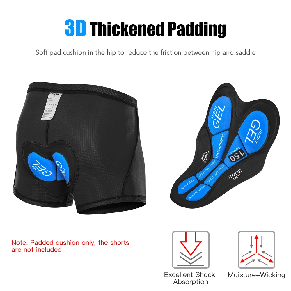 Cycling Shorts Gel Padded Cushion Padding Comfortable and Shock-Absorption for Men Women Bicycle Underwear Pants Cycling Underwear