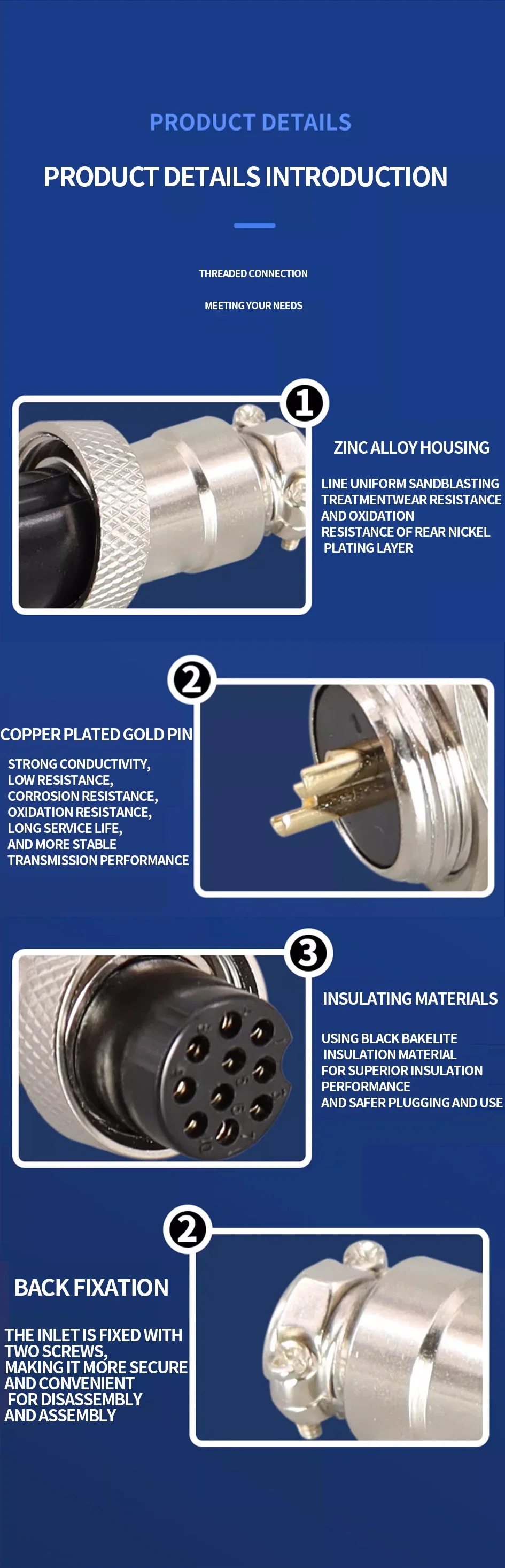 e Feminino Docking, Conector Circular, Fio Elétrico