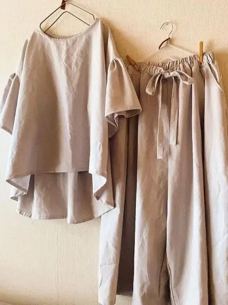 

2023 Summer Loose Women Two Piece Pant Sets Short Sleeve Tops Wide Leg Trousers Drawstring Outfits Leisure Solid Office Ladies