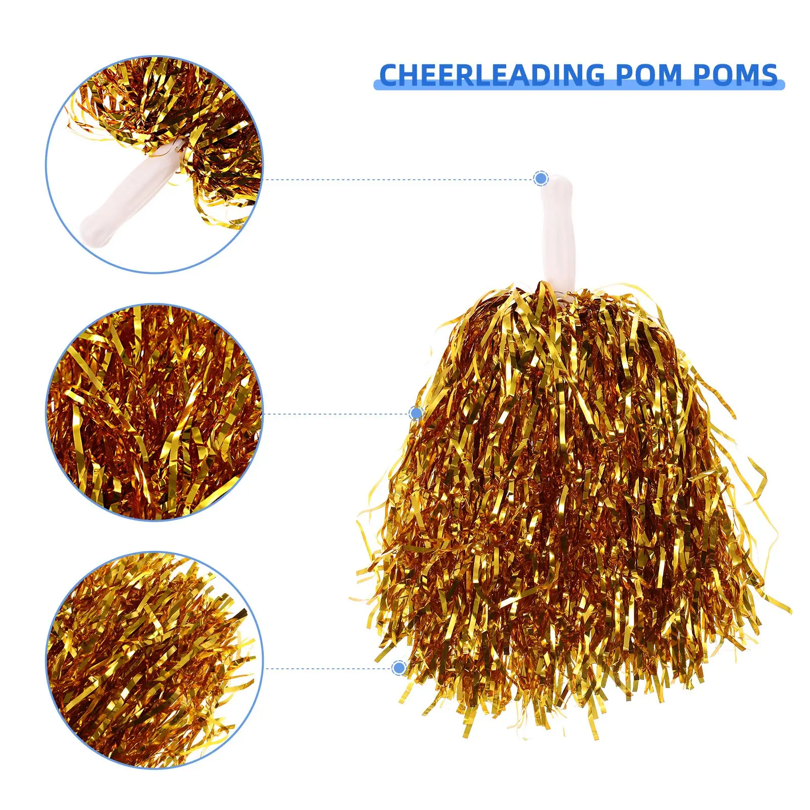 14pcs Cheerleading Pom Poms Handle Cheer Balls Gold Yellow Pink Red Green Blue Hand Dance Pompoms Accessories