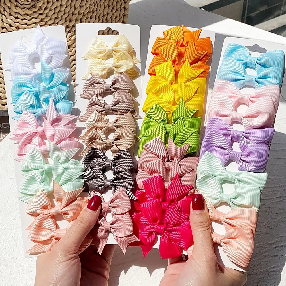 Hair Accessories 10/20Pcs Grosgrain Ribbon Bowknot Hair Clips For Cute Girls Colorful Bows Clip Hairpin Barrettes Headwear Baby Hair Accessories