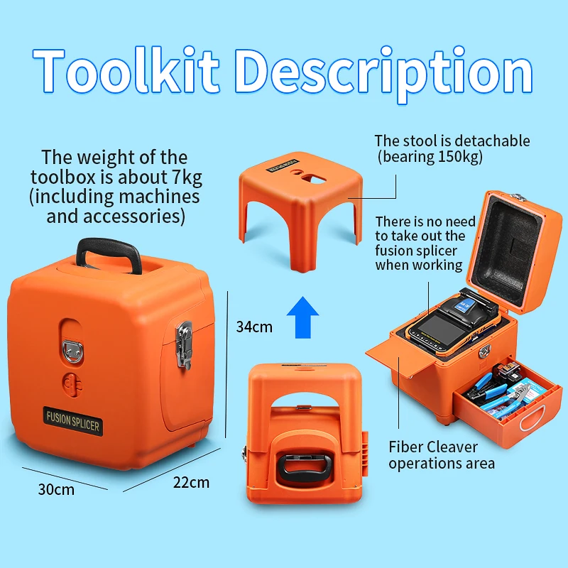 COMPTYCO AUA-70F Fiber Optic Fusion Splicer machine 6 Motors With VFL OPM and 10 languages Touch Screen