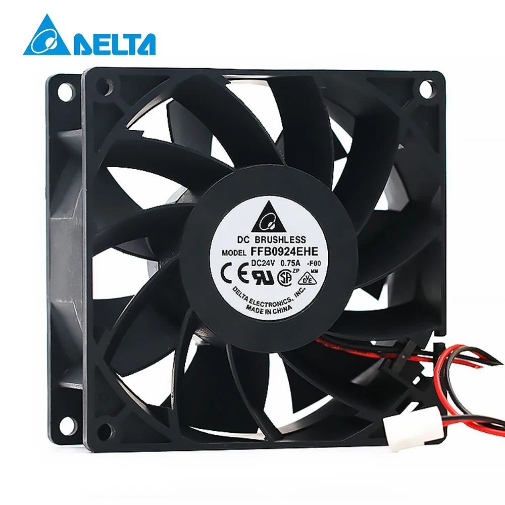 델타 FFB0924EHE 용 9238 90mm 92mm DC 24V 0.75A 2 선식 서버 인버터 냉각 팬 케이스 축 방향