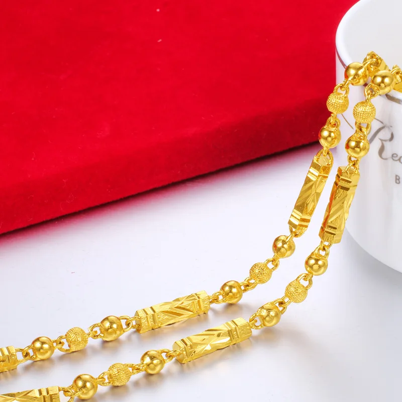Asian Gold Chain Designs Men's Electroplated 18K Gold Necklace