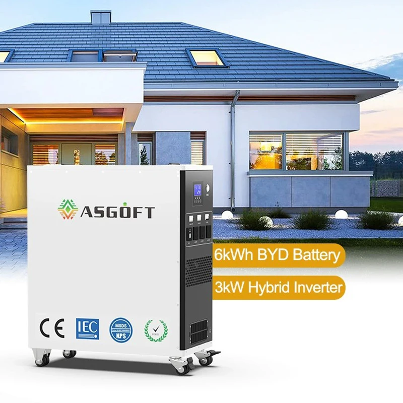6.2KW 6.6KWH Solar Energy Storage Pure Sine Wave Inverter and Controller Integrated Machine Portable Power Source with Panels