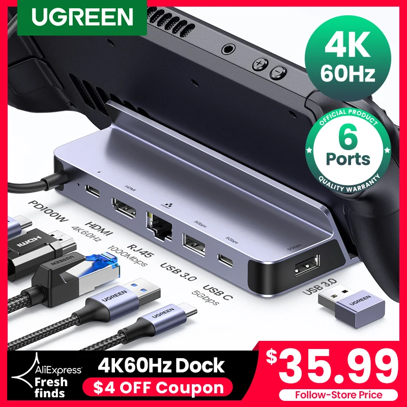 Ugreen Usb c tipo c da Estação de Ancoragem para Hdmi 4k60hz Rj45 Pd100w Doca para a Plataforma de Vapor Nintend Interruptor Macbook Pro ar pc Usb 3.0 Hub