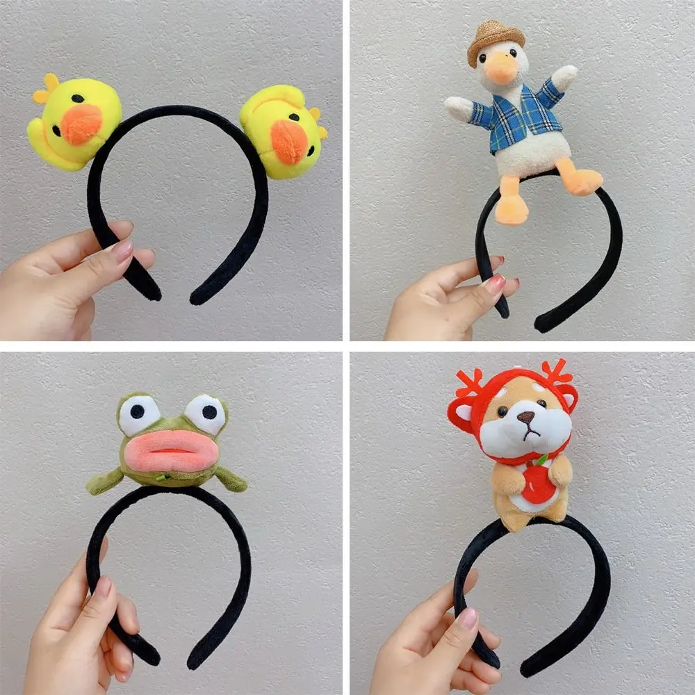 Creative Plush Cloth Animal Pattern Duck Panda Hairbands For Girl Woman Cute Cartoon Wash Face Make Up Hair Hoop