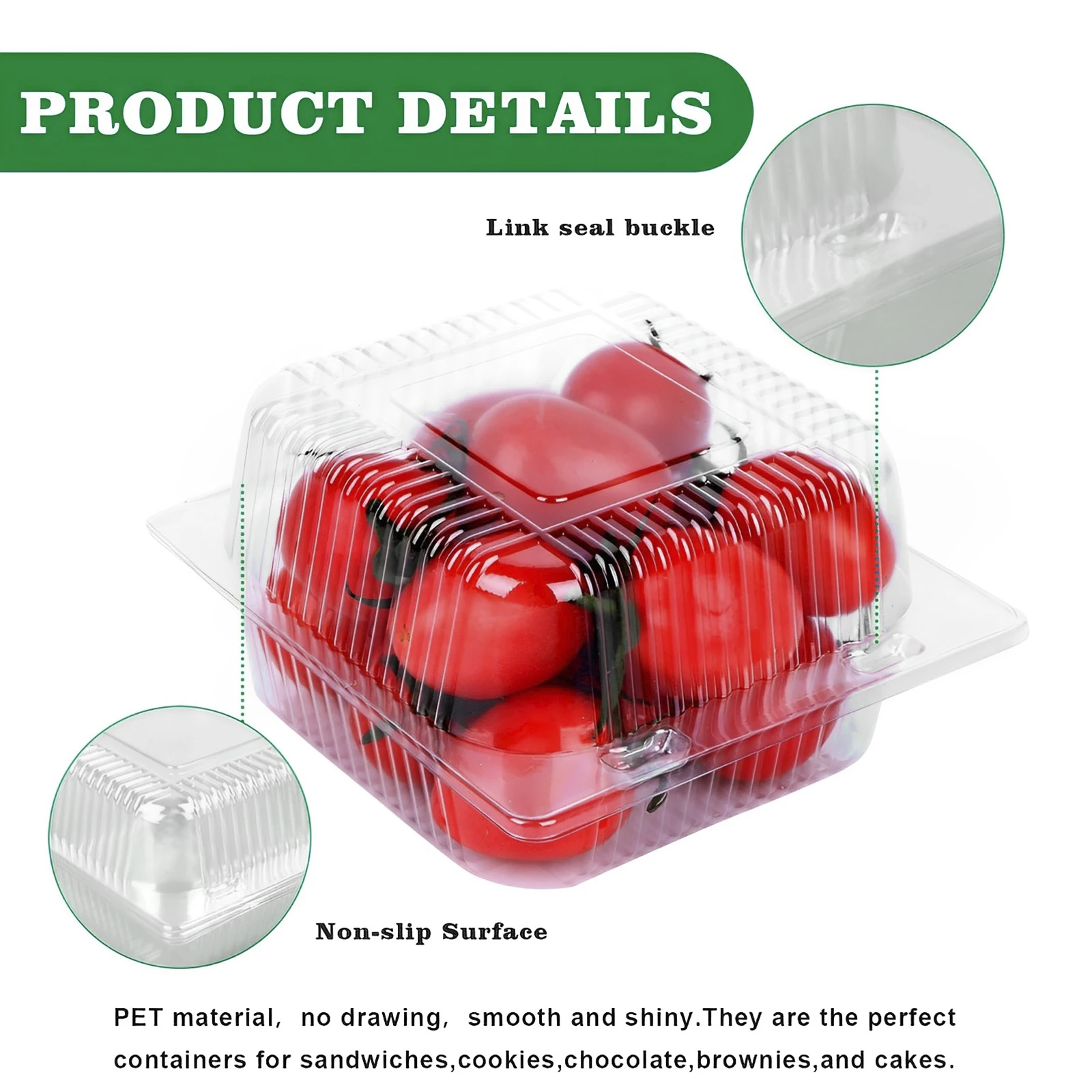 Cake Slice Boxes Single Dessert Box Cupcake Slice Container with Lid Stackable Clear Square Stackable Cupcake 100Pcs disposable containers food storage containers baking cake box