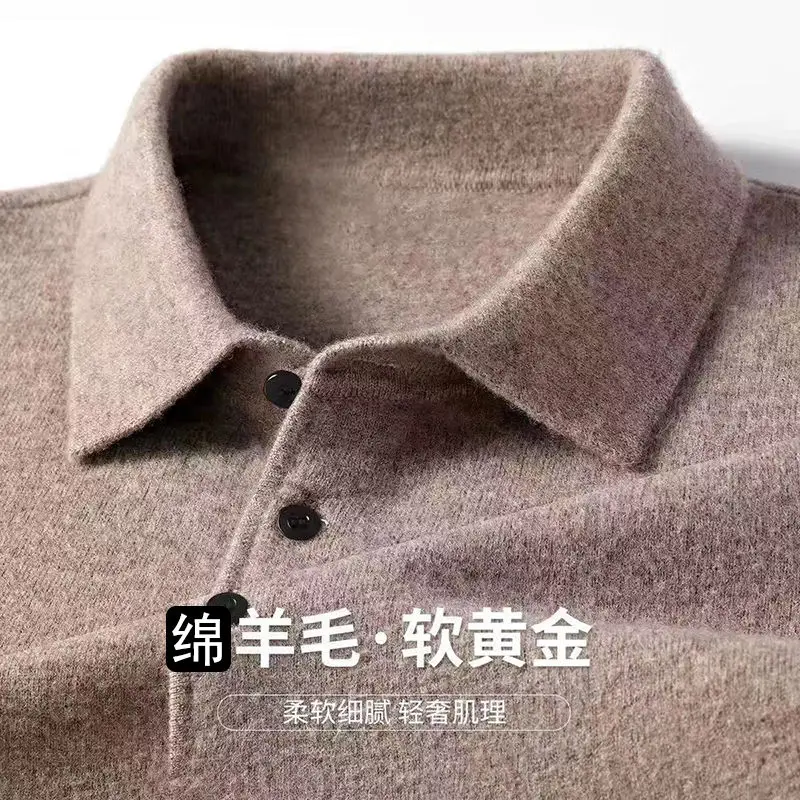 Polo da uomo Morbido leggero caldo lavorato a maglia di lusso semplice pullover con bottoni 2025 risvolti Comodo maglione da lavoro 1