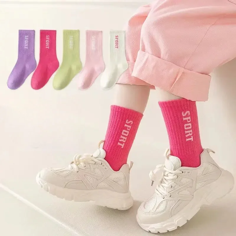 5 Pairs/Lot Kids Soft Cotton Socks Korean Love Heart Flower Print Baby Girl Socks Autumn Winter Warm Children Middle Tube cotton socks kids socks baby socks girls socks