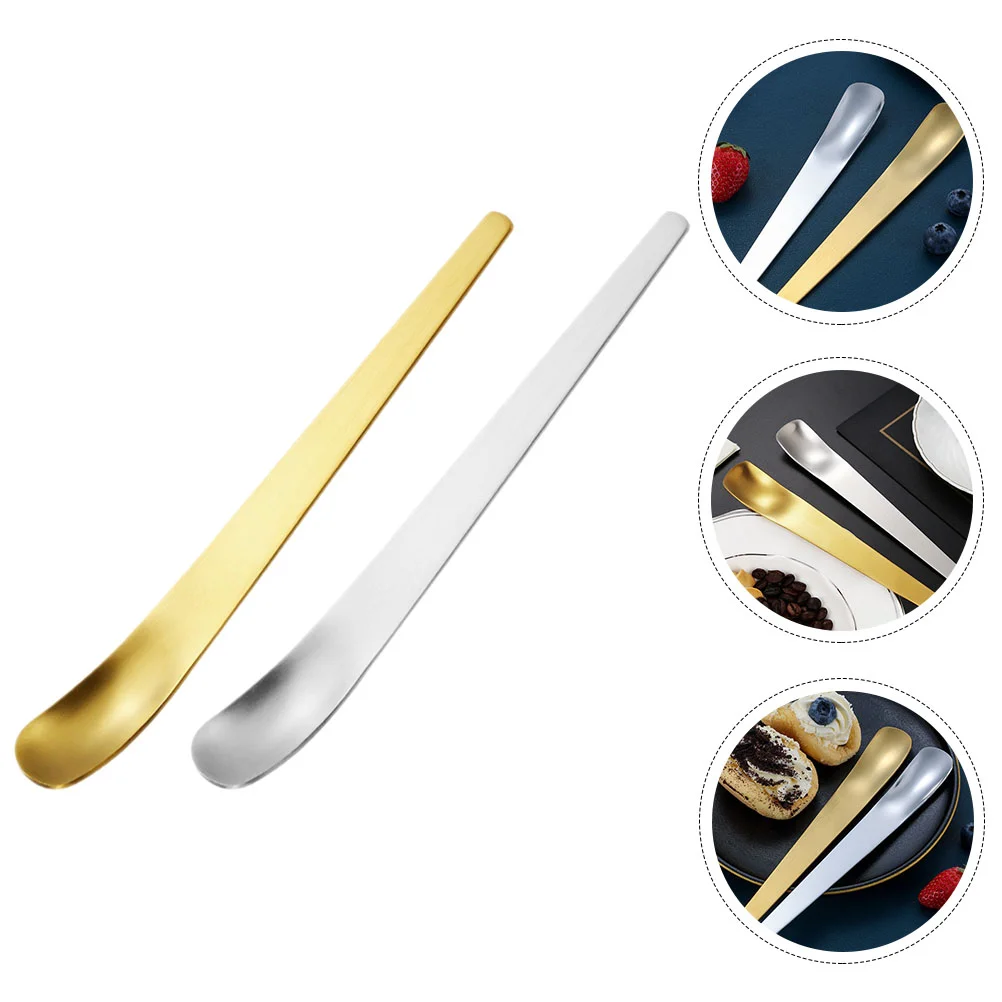 

Stainless Steel Ice Cream Spoon Dessert Ins Mixing Flat Head Square Cake (original Color