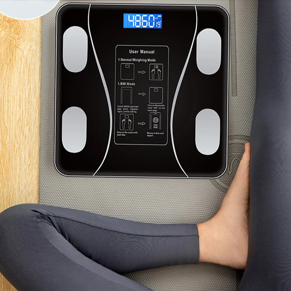 스마트 체지방 체중계 디지털 체중 체중계, LCD 화면, BT, USB 충전, 전자 체중, BMI 구성 분석기