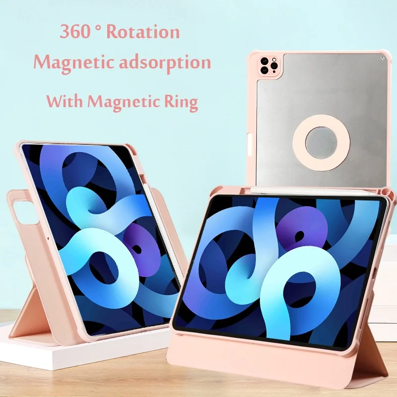 

Case For iPad Pro 11 Air 4 5 2022 10th 10.9'' 360° Rotation With Magnetic Ring Cover For iPad Mini 6 10.2 7th 8th 9th Gen Air 2