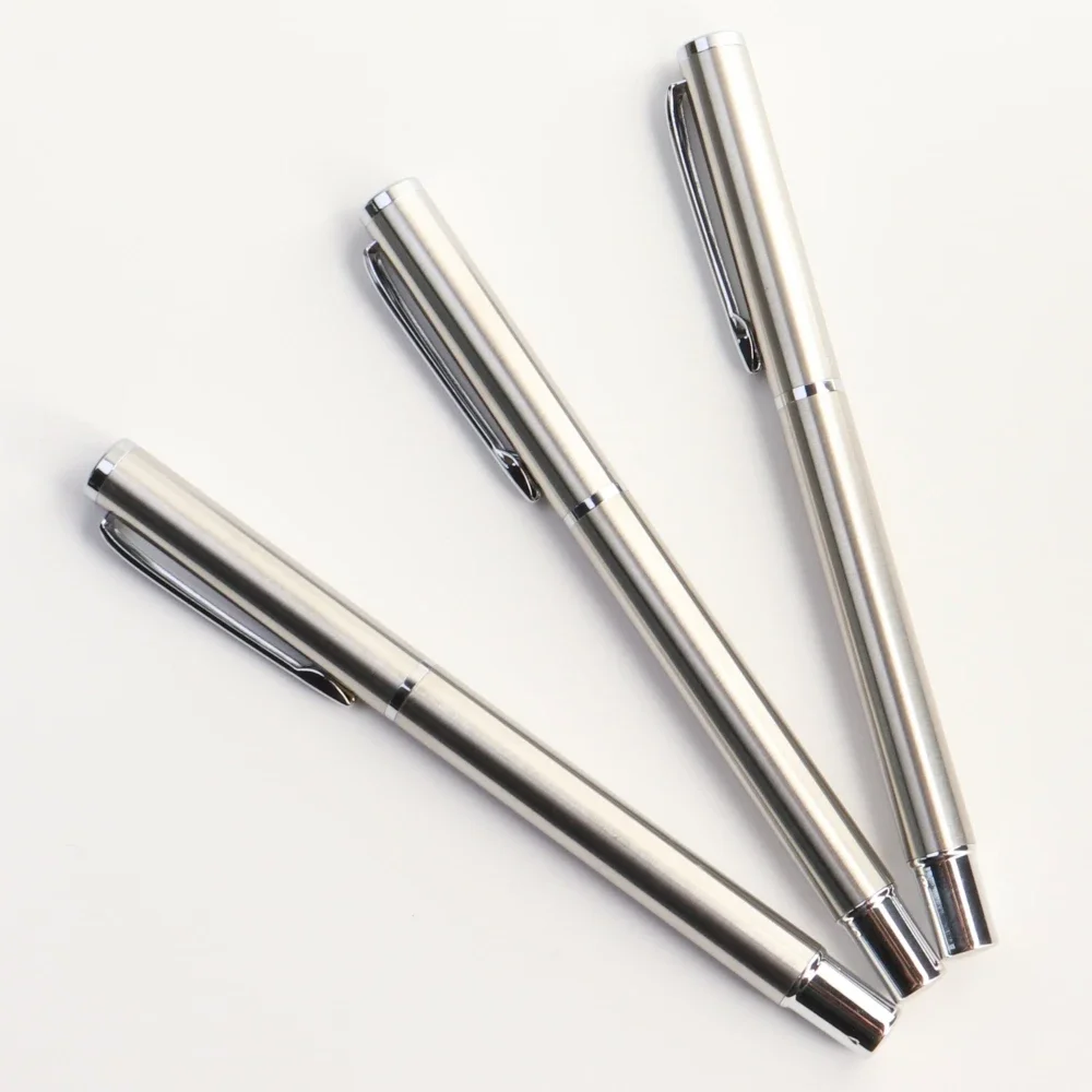 Fountain Pen Metal Pen Luxury Metal Fountain Pen 0.38/0.8/1.3mm Curved Nib Student Writing Pen School Art Exercise Signature Supplies Office Stationery