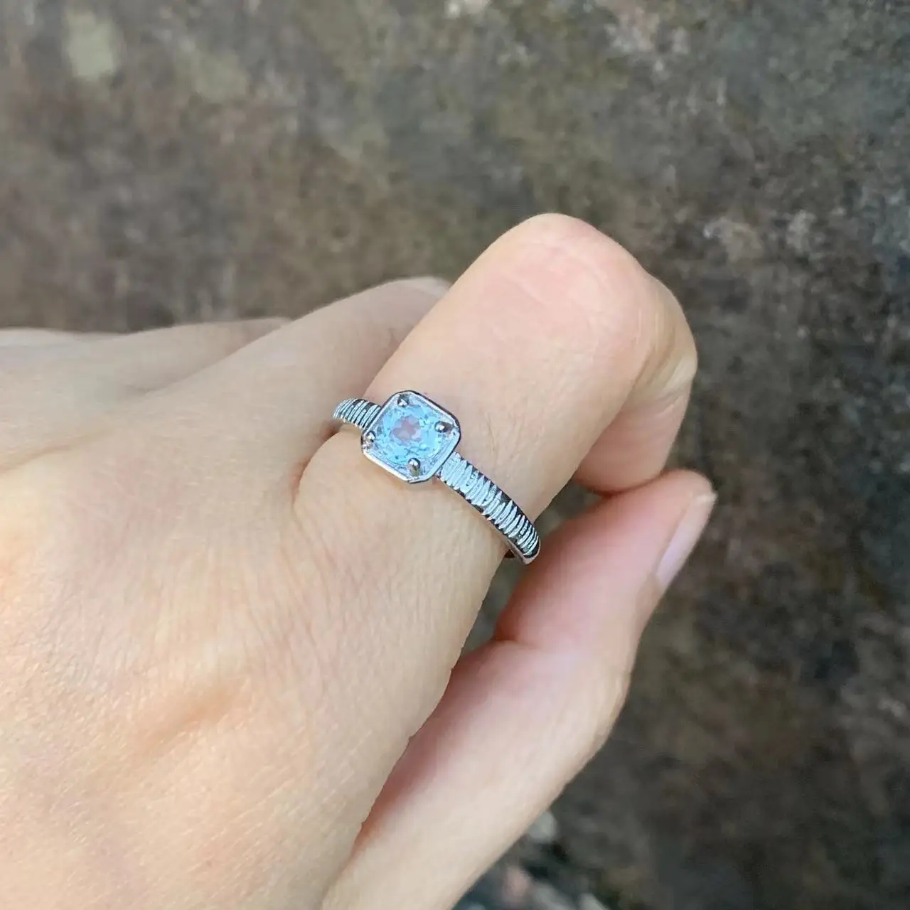 MM Natural Blue Topaz Ring Adjustable Female Ring Jewelry for Women Gift Wholesale High Quality Vintage Fine