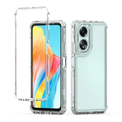 3-in-1 Hybrid Armor Shockproof Phone Case with Transparent TPU Back Cover for OPPO A58 4G (Clear)