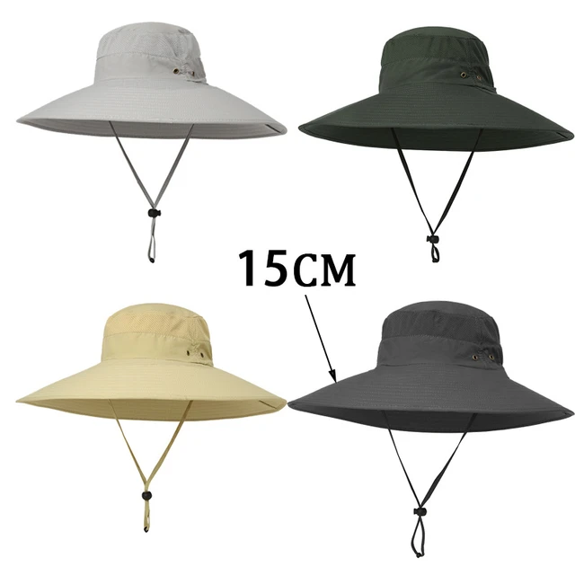 Men's 15CM Big Wide Brim Fisherman Hat Outdoor Waterproof Sun Hat  Mountaineering Cap Fashion Panama Hat Fishing Hats Unisex - AliExpress