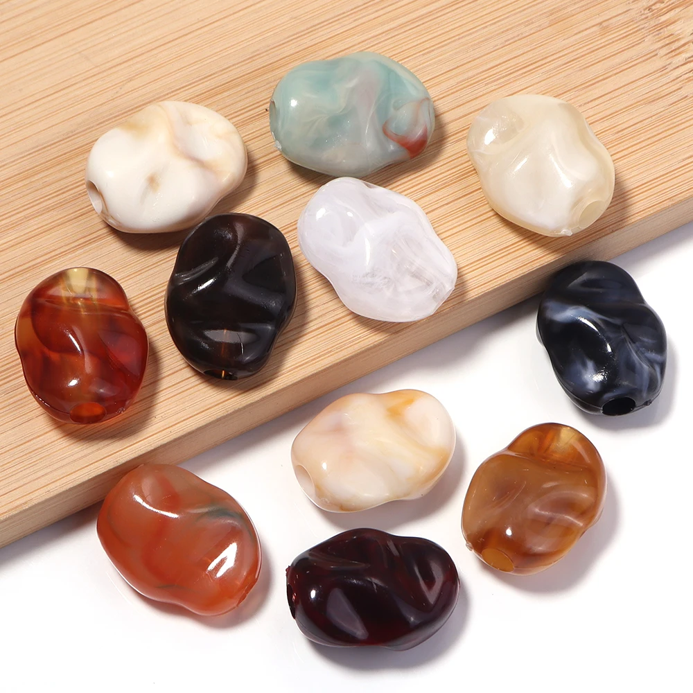 10pcs 듀얼 컬러 아크릴 비즈 불규칙한 모양의 느슨한 스페이서 비즈 DIY ..