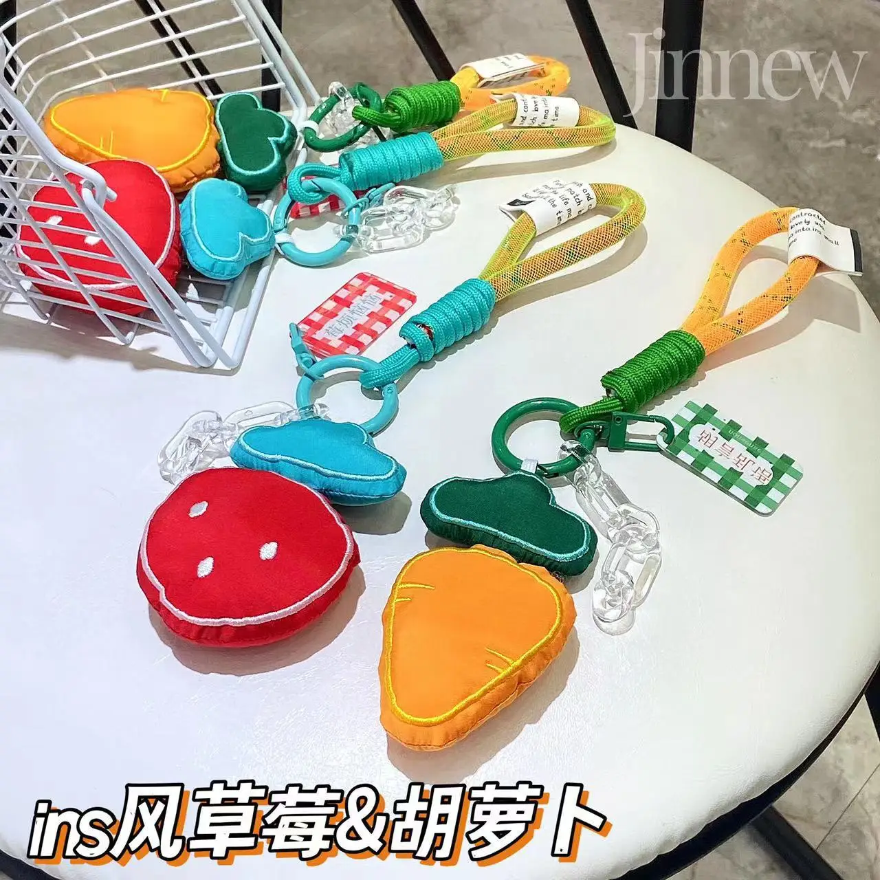 

Instagram style fabric art Carrot strawberry small pendant Creative Couple Bag Keychain Chain Bookbag Hanging Decoration gift