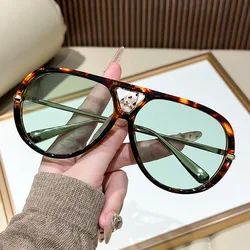 Trendy Luxury Vintage Oversized Double Bridge Sunglasses (Green)