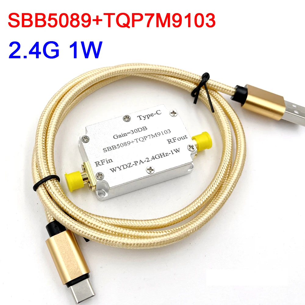 

SBB5089 + TQP7M9103 2.4GHz 1W 30dBm Microwave High Linear RF Power amplifier FOR 2.4G wifi Jammer Ham Radio AMP TYPE-C