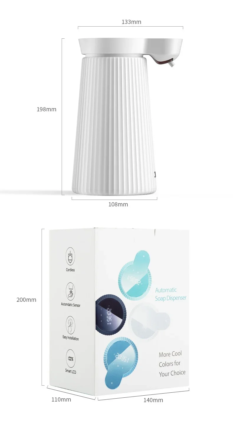 Description Picture 3 of item500ML Automatic Foam Soap Dispenser Large Screen Time Display Touchless Infrared Sensor Liquid Soap Machine Pump Hand Sanitizer