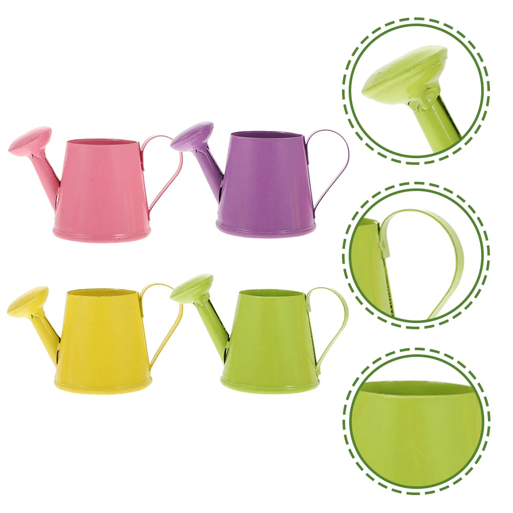 

4 Pcs Vintage Mini Watering Can Jug Indoor Pot Plants Bottle Iron Small Flower Kettle