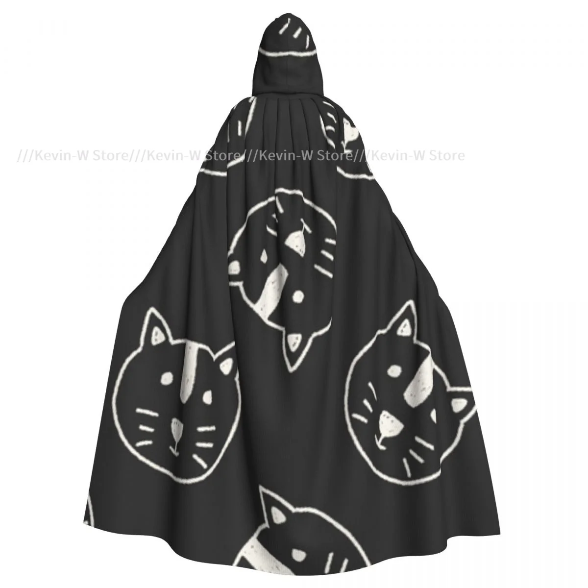 

Unisex Adult Cat Pattern Cloak with Hood Long Witch Costume Cosplay
