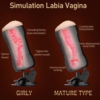 Male Sex Toys Masturbator Men Vagina Pocket Real Pussy Glans Stimulate Massager Rotating Suction Cup Hand Free Masturb Cup 5