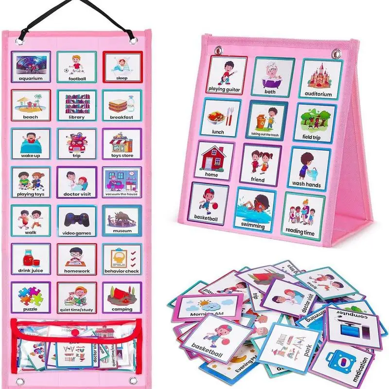 Calendrier visuel étanche avec sac en PVC pour enfants, cartes de routine 03, entraînement aux bonnes habitudes, tout-petit, mur, maison, école, nouveau