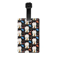 Japanese Maneki Neko Waving Lucky Cat Luggage Tag for Suitcases Privacy Cover ID Label 1