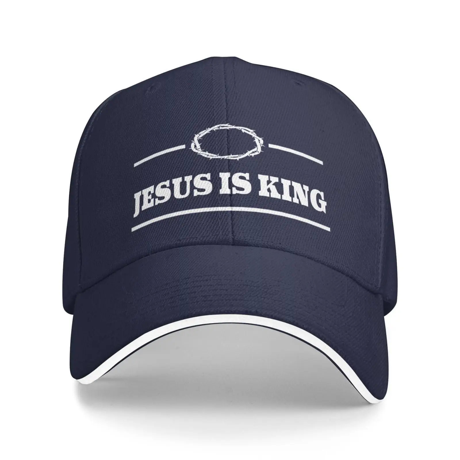 Jesus is King Baseball Cap Classic Retro Snapback Dad Trucker Flat Bill Brim Hat for Men Women Unisex Casquette Navy Blue
