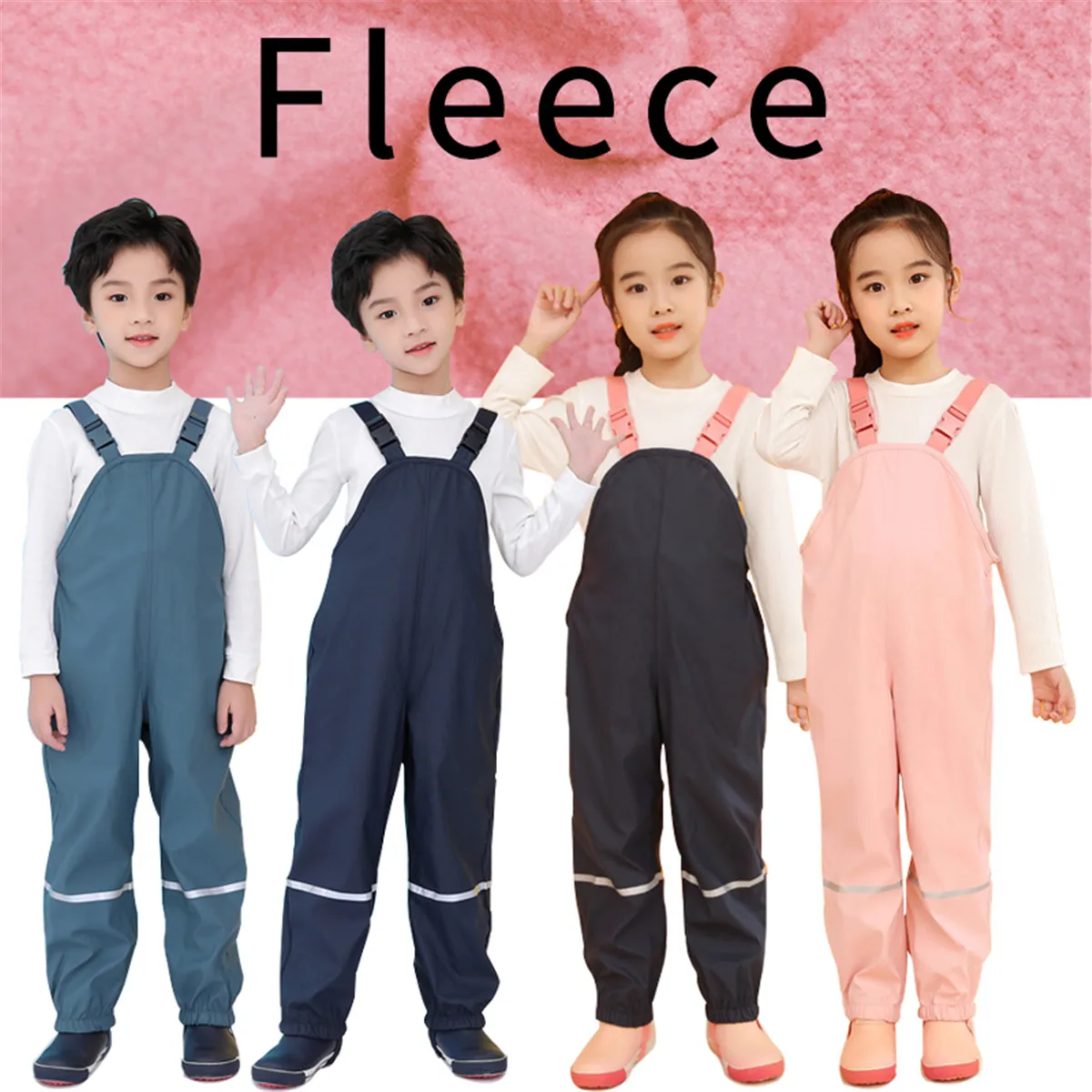 

Fleece Rain Bib Overall Kids Boy Waterproof Baby Girls Jumpsuit Outdoor Sport Children Pants Toddler Snow Trousers clothes