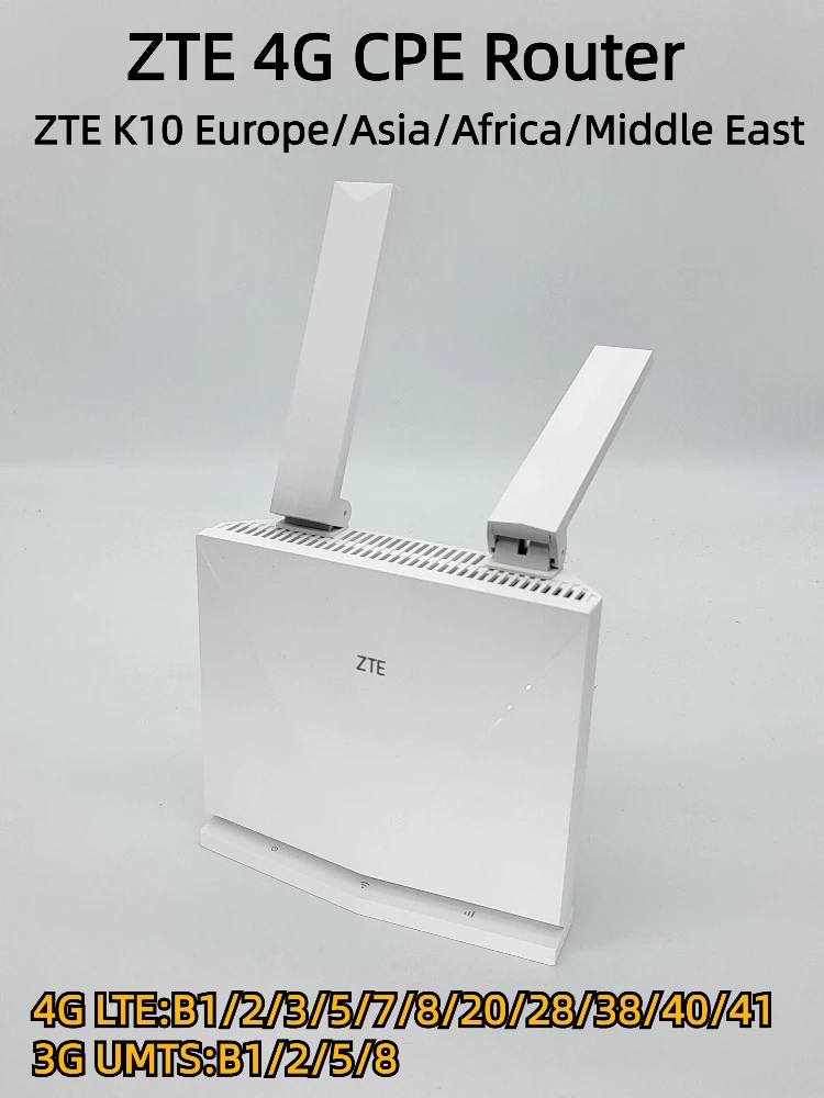 

Unlocked ZTE K10 4G CPE Router LTE B1/2/3/5/7/8/20/28/38/40/41 RJ45/RJ11 Wireless WiFi Hotspot with Battery