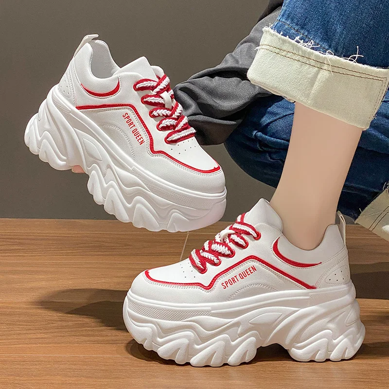

Chunky Platform Sports Shoes for Women 2023 Spring Women's Thick Bottom Sneakers Fashion Non Slip Lace Up Walking Shoes Mujer