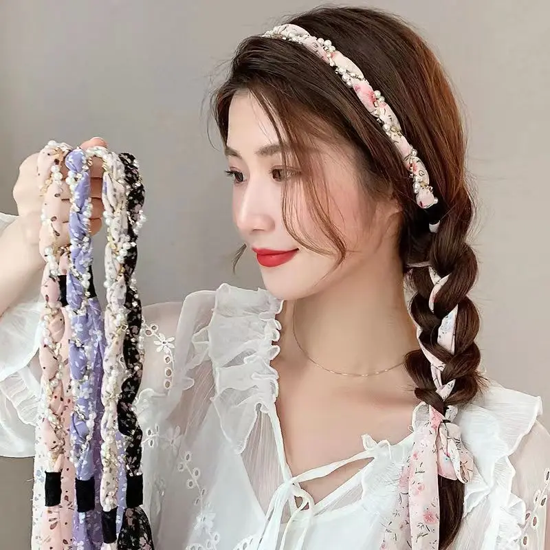 9pcs/set Ladies' Fashionable Floral, Fruit, Letter Black & White Printed Headband & Hair Ties Set