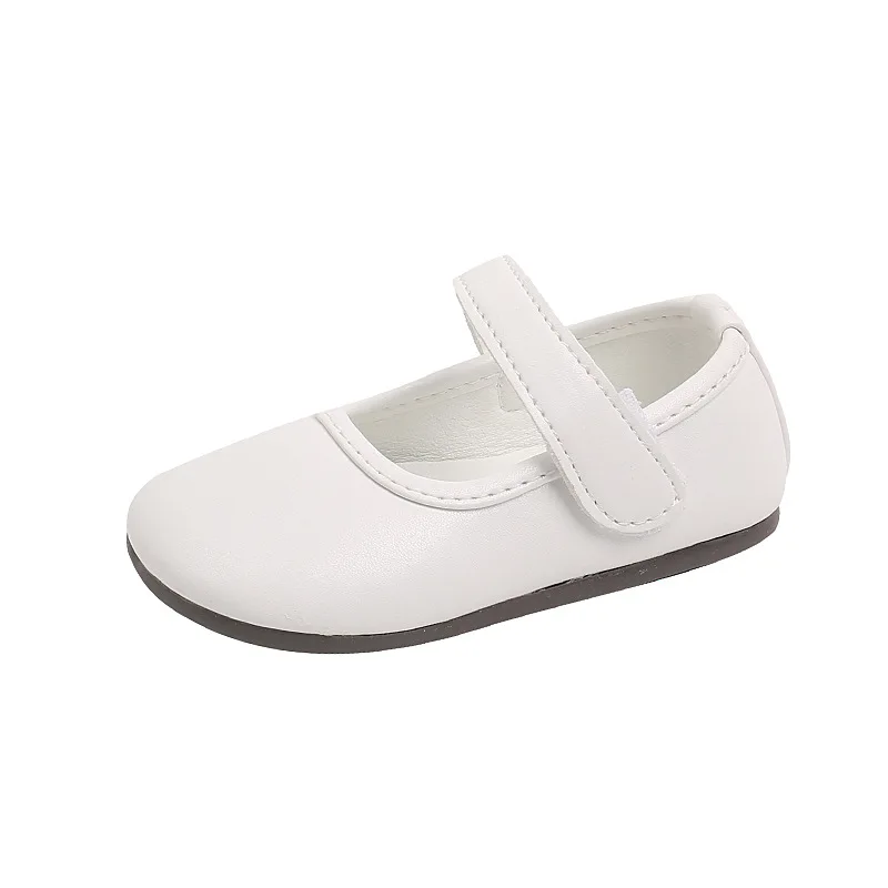 Spring Autumn Baby Girl Shoes Round Toe Black White Leather Shoes Cute Infant Princess First Walker Soft Sole Single