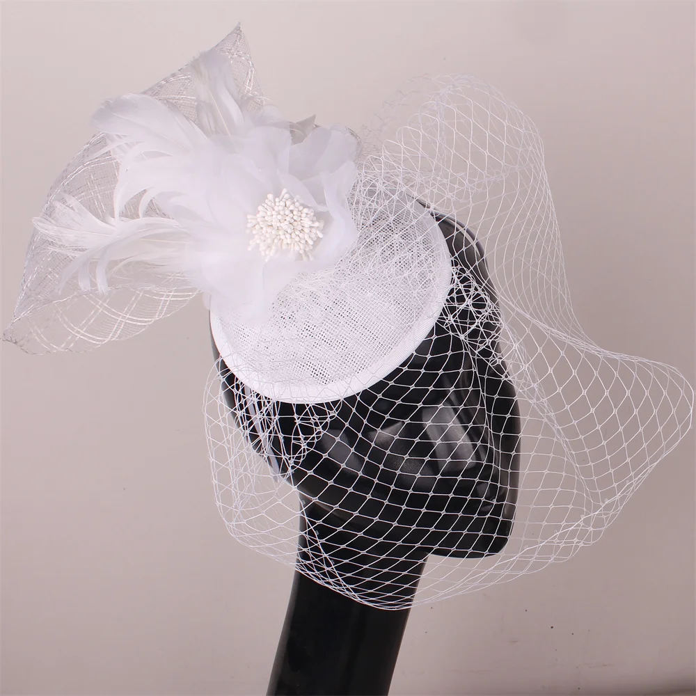 Face Veil Fascinators For Women Nice Headband Wedding Net Hat Bride Ladies Occasion Copricapo Mesh Party Mesh Headwear Hair Clip