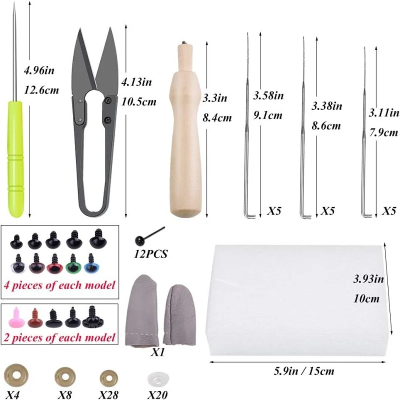 60Colors Wool Felting Kit With Instruction And Felting Needles for Beginner Doll Making DIY Handmade Craft Tool Set
