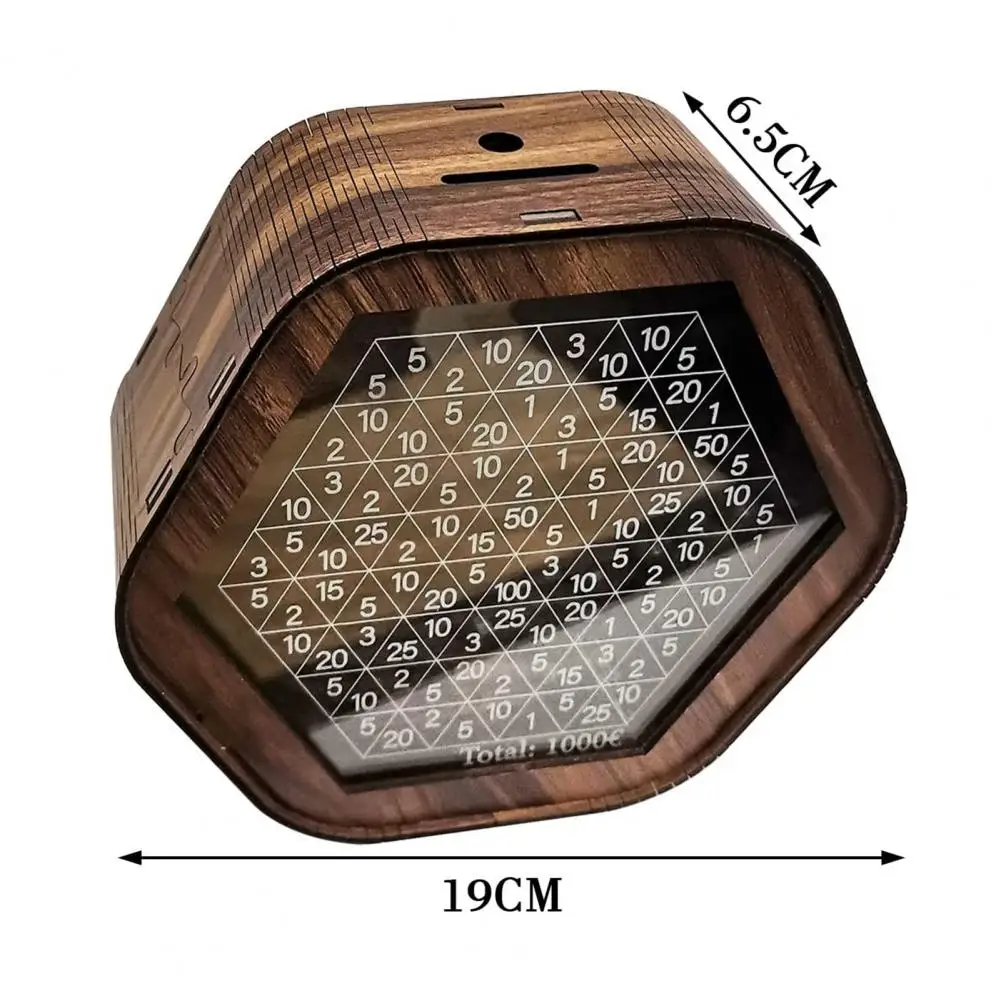Money Box Hexagonal Wooden Piggy Bank with Digital Scale for Kids Adults Achieve Savings Goals with Children's Savings Target 6